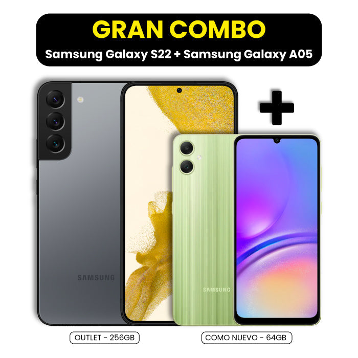 Samsung Galaxy S22 256GB - Outlet + Samsung Galaxy A05 64GB - Como Nuevo